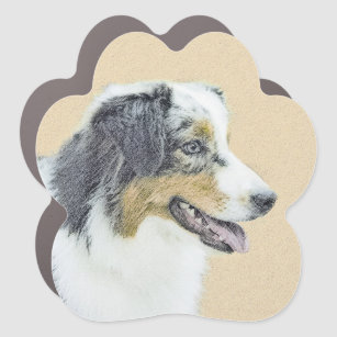 Australian Shepherd Painting - Original Dog Art Car Magnet