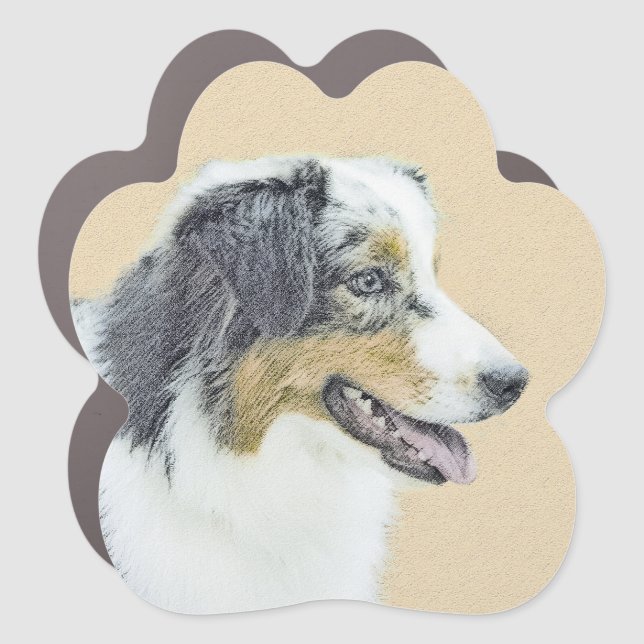 Australian Shepherd Painting - Original Dog Art Car Magnet (Front)