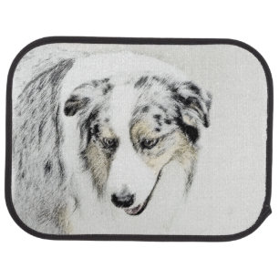 Australian Shepherd Painting - Original Dog Art Car Mat