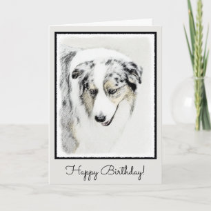 Australian Shepherd Painting - Original Dog Art Card
