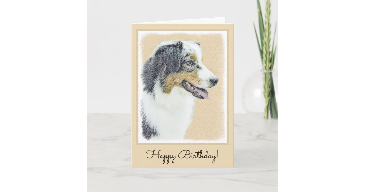 Australian Shepherd Painting Original Dog Art Card Zazzle Com