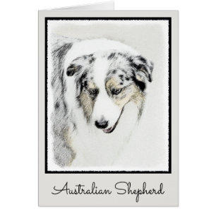 Australian Shepherd Painting - Original Dog Art Cards