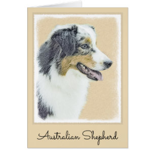Australian Shepherd Painting - Original Dog Art Cards