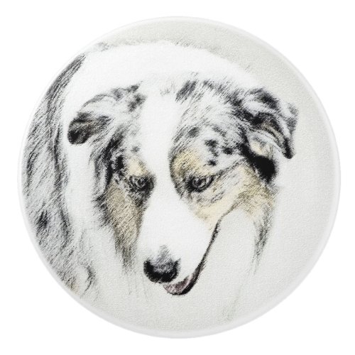 Australian Shepherd Painting _ Original Dog Art Ceramic Knob
