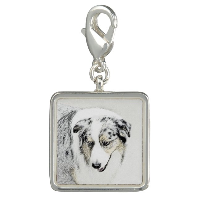 Australian Shepherd Painting - Original Dog Art Charm (Front)