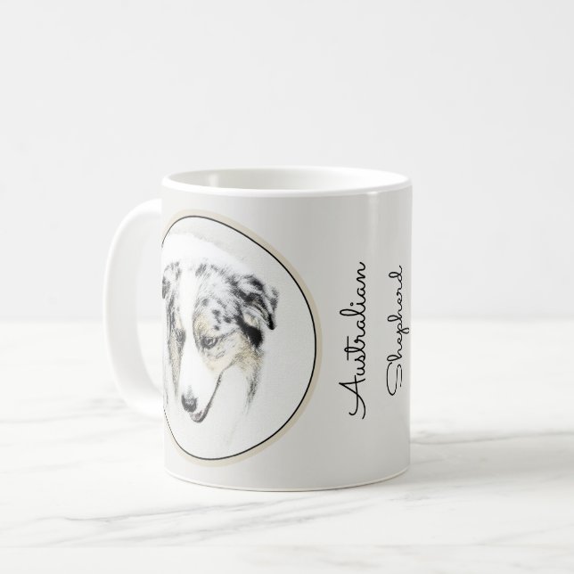 Australian Shepherd Painting - Original Dog Art Coffee Mug (Front Left)