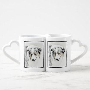 Australian Shepherd Painting - Original Dog Art Coffee Mug Set