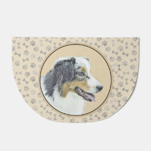 Australian Shepherd Painting - Original Dog Art Doormat