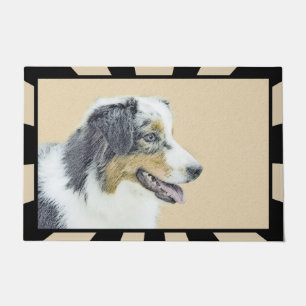 Australian Shepherd Painting - Original Dog Art Doormat