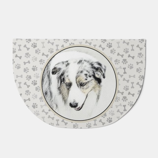 Australian Shepherd Painting - Original Dog Art Doormat (Front)