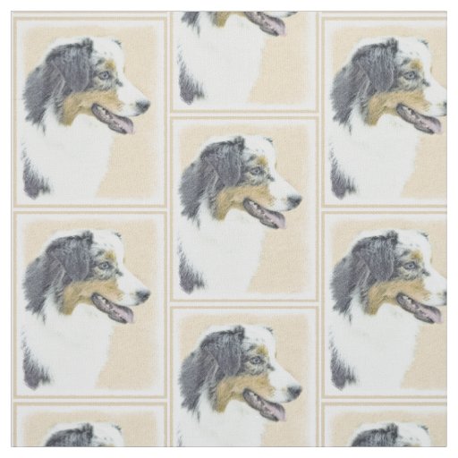 Australian Shepherd Painting - Original Dog Art Fabric