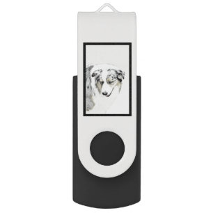 Australian Shepherd Painting - Original Dog Art Flash Drive