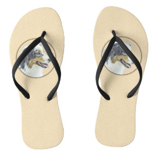 Australian Shepherd Painting - Original Dog Art Flip Flops