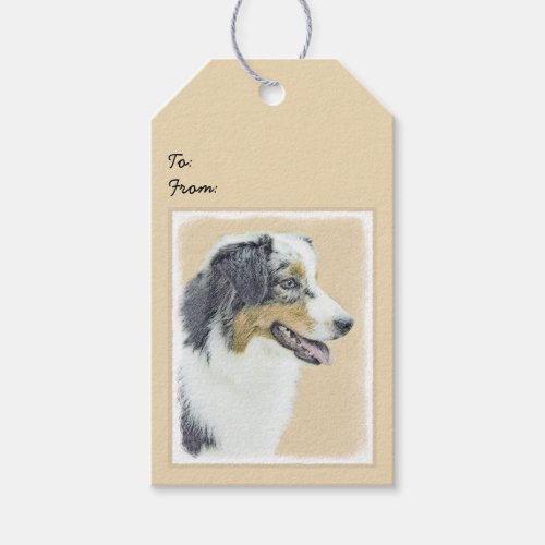 Australian Shepherd Painting _ Original Dog Art Gift Tags