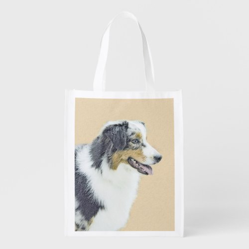 Australian Shepherd Painting _ Original Dog Art Grocery Bag