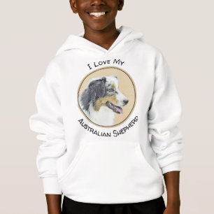 Australian Shepherd Painting - Original Dog Art Hoodie