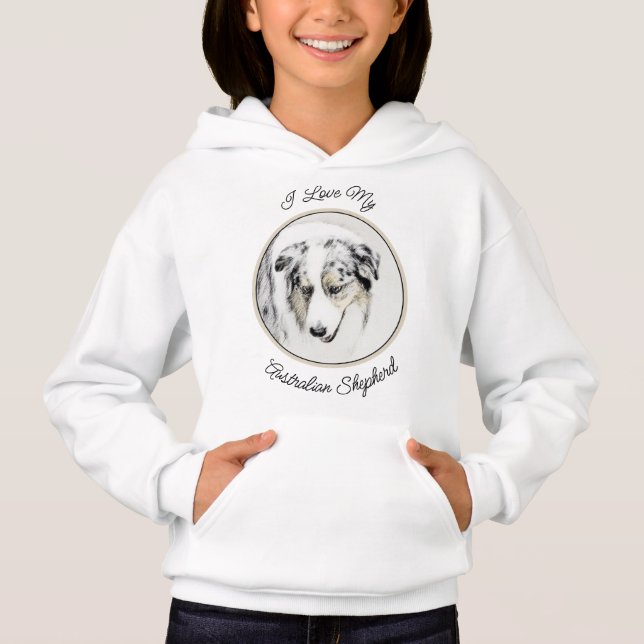 Australian Shepherd Painting - Original Dog Art Hoodie (Front)