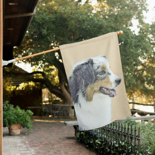 Australian Shepherd Painting _ Original Dog Art House Flag