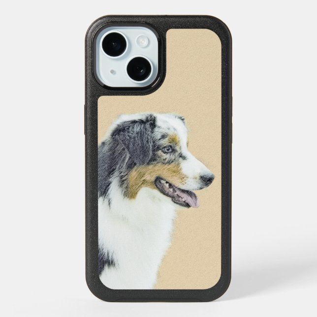 Australian Shepherd Painting - Original Dog Art iPhone 15 Case (Back)