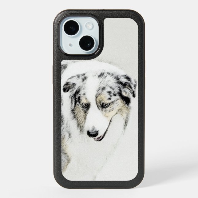 Australian Shepherd Painting - Original Dog Art iPhone 15 Case (Back)