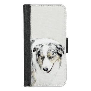 Australian Shepherd Painting - Original Dog Art iPhone 8/7 Wallet Case