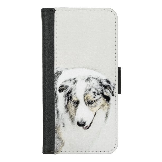 Australian Shepherd Painting - Original Dog Art iPhone Wallet Case (Front)