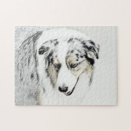 Australian Shepherd Painting _ Original Dog Art Jigsaw Puzzle