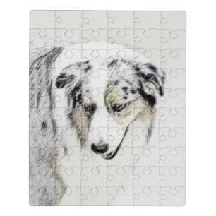Australian Shepherd Painting - Original Dog Art Jigsaw Puzzle