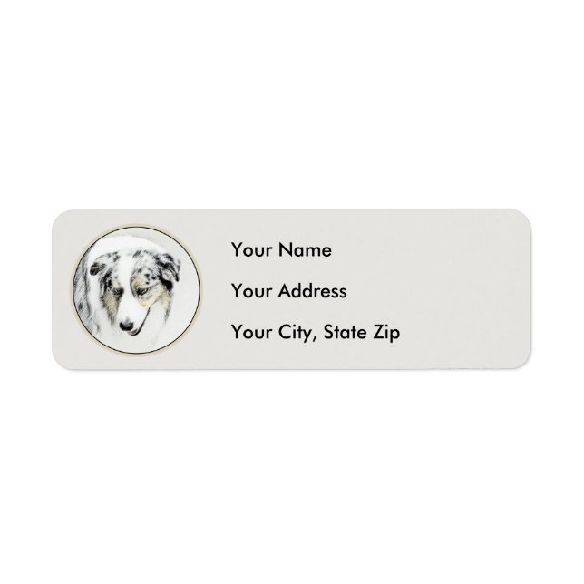 Australian Shepherd Painting - Original Dog Art Label (Front)