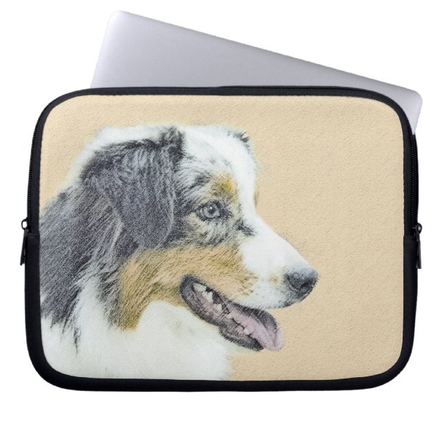 Australian Shepherd Painting - Original Dog Art Laptop Sleeve (Front)