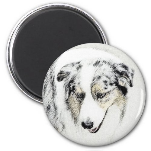 Australian Shepherd Painting _ Original Dog Art Magnet