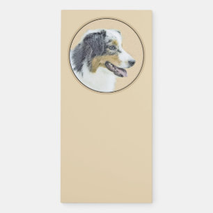 Australian Shepherd Painting - Original Dog Art Magnetic Notepad