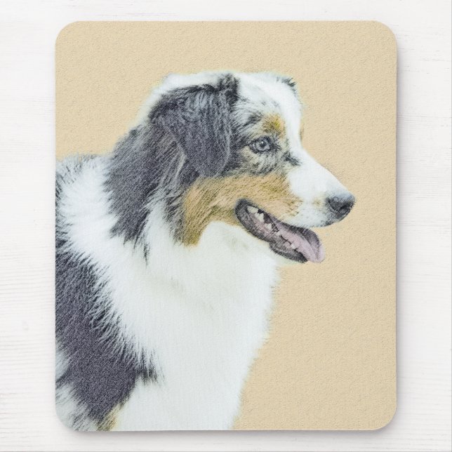 Australian Shepherd Painting - Original Dog Art Mouse Pad (Front)