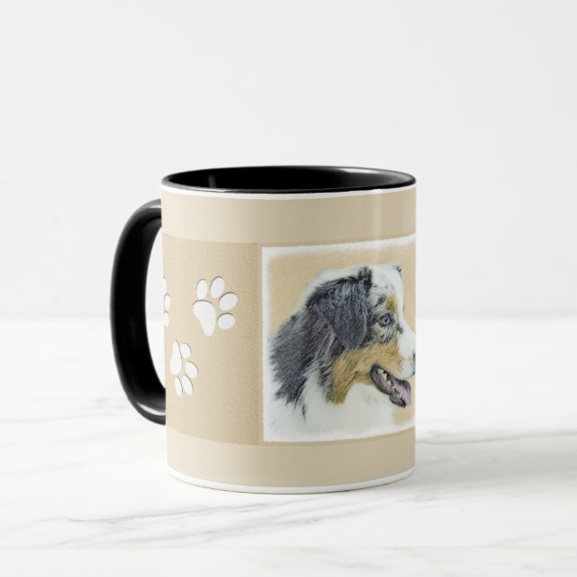 Australian Shepherd Painting - Original Dog Art Mug (Front Left)