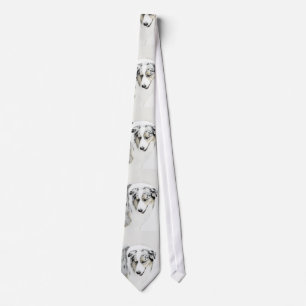 Australian Shepherd Painting - Original Dog Art Neck Tie