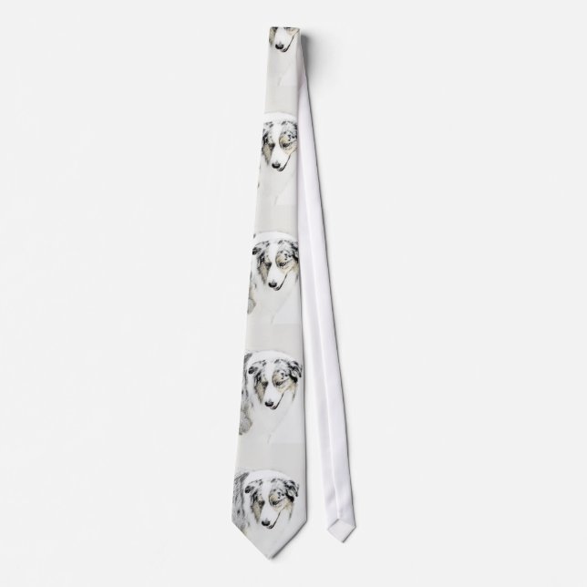 Australian Shepherd Painting - Original Dog Art Neck Tie (Front)