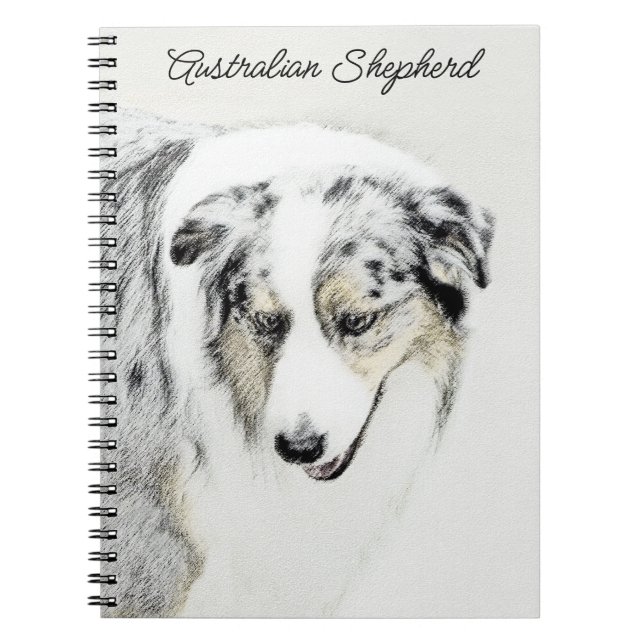 Australian Shepherd Painting - Original Dog Art Notebook (Front)