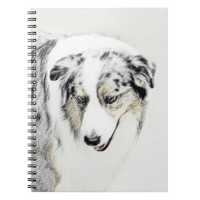 Australian Shepherd Painting - Original Dog Art Notebook (Front)