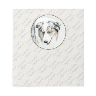Australian Shepherd Painting - Original Dog Art Notepad