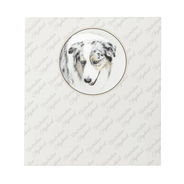 Australian Shepherd Painting - Original Dog Art Notepad (Front)