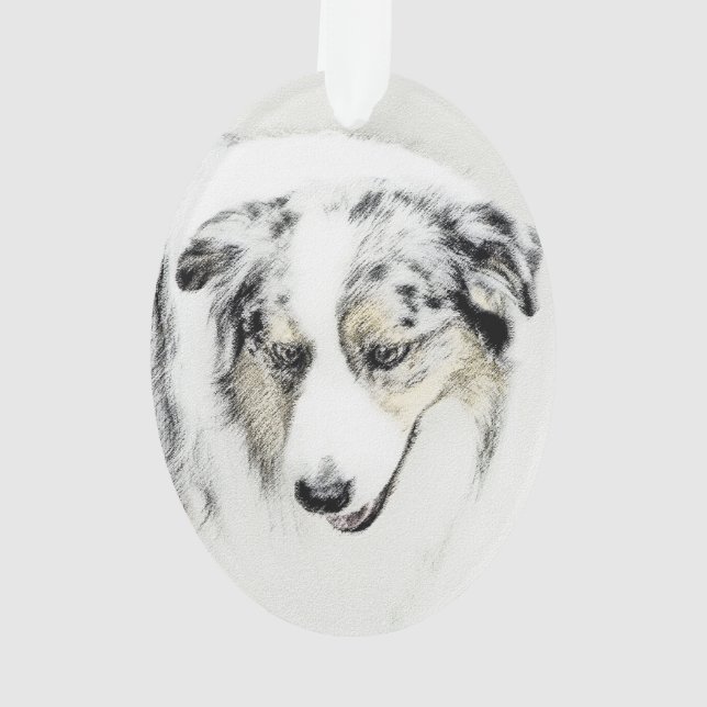 Australian Shepherd Painting - Original Dog Art Ornament (Back)