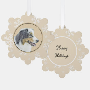 Australian Shepherd Painting - Original Dog Art Ornament Card