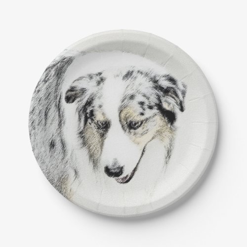Australian Shepherd Painting _ Original Dog Art Paper Plates