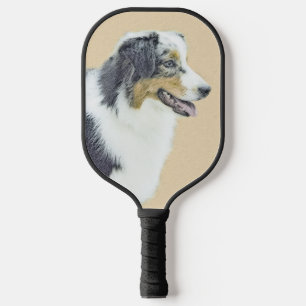Australian Shepherd Painting - Original Dog Art Pickleball Paddle