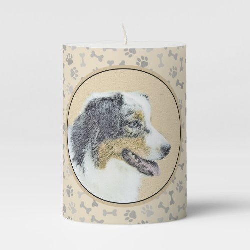 Australian Shepherd Painting _ Original Dog Art Pillar Candle
