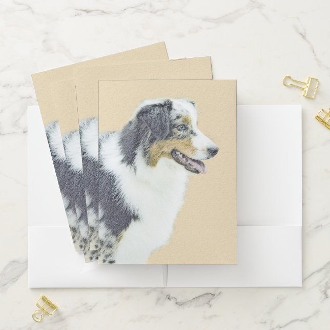 Australian Shepherd Painting - Original Dog Art Pocket Folder (In Situ)