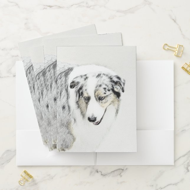 Australian Shepherd Painting - Original Dog Art Pocket Folder (In Situ)