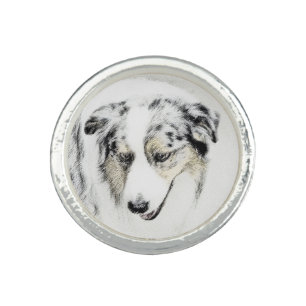 Australian Shepherd Painting - Original Dog Art Ring