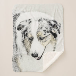 Australian Shepherd Painting - Original Dog Art Sherpa Blanket