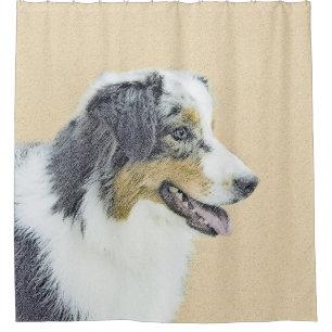 Australian Shepherd Painting - Original Dog Art Shower Curtain